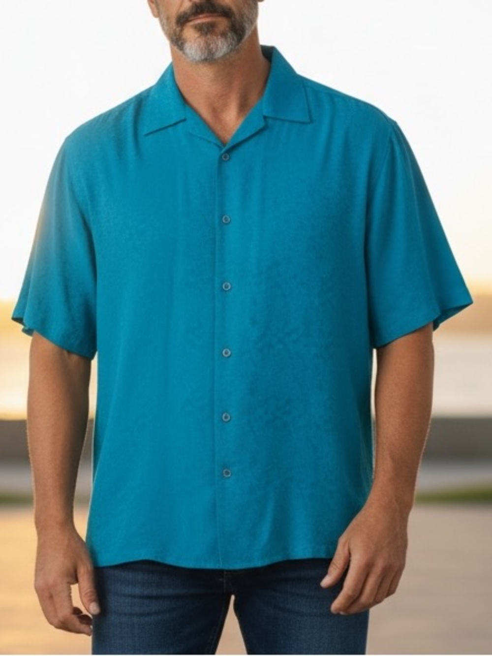 NWOT Robert Graham Classic Short-Sleeve Equinox Shirt in Teal XXL